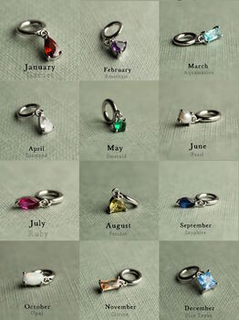 Sterling Silver Birthstone Charm Necklace, 5 of 10