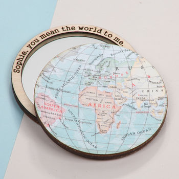 World Map Compact Pocket Mirror For Her, 2 of 5