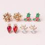 Bows And Lights Gold Plated Christmas Earring Set, thumbnail 6 of 7