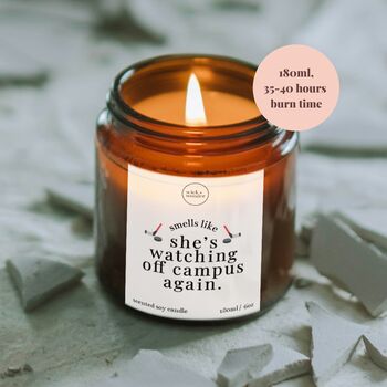 Watching Off Campus Again Candle, Hockey Romance Gifts, 3 of 11
