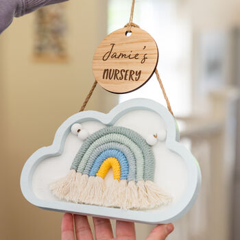 Personalised Cloud Nursery Sign New Baby Gift, 4 of 5