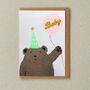 Bear And Balloon New Baby Card, thumbnail 1 of 3