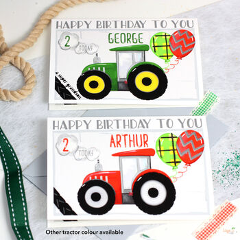 Personalised Red Tractor Age Birthday Card, 5 of 8