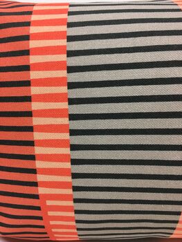 Combed Stripe Cushion, Coral, Peach + Grey, 2 of 5