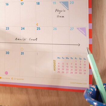 2025–2026 Mid Year Calendar | Colour Flow | July Start | A4, 3 of 8