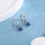 Sapphire Blue Flower Cz Huggie Hoop In Sterling Silver, thumbnail 2 of 12
