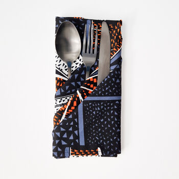 African Print Cotton Napkin | Grey Deji Print, 5 of 7