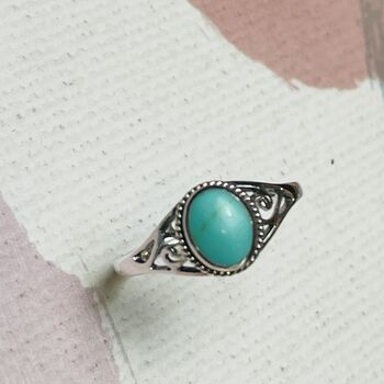 Sterling Silver Turquoise Ring, Boho Jewellery, 3 of 9