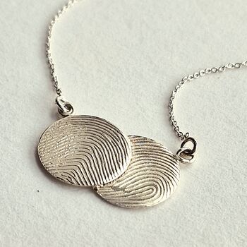 Silver Overlapping Fingerprint Necklace, 3 of 7