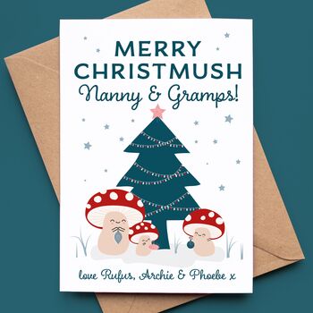 Grandparents Christmas Card With Cute Toadstools, 2 of 5