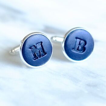 Personalised Leather Cufflinks Anniversary Gift, 12 of 12