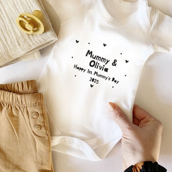 First Mummy's Day Heart 2026 Personalised Babygrow, 4 of 5