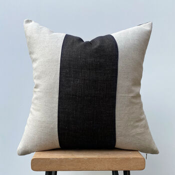 Block Cushion Cover Black And Beige, 3 of 5