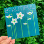 'Beautiful' Modern Florals Greetings Card, thumbnail 1 of 7