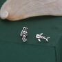 Mismatched Scuba Diver And Whale Shark Stud Earrings In Sterling Silver, thumbnail 5 of 12