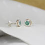 Handmade Sterling Silver Dainty Emerald Stud Earrings, thumbnail 1 of 8