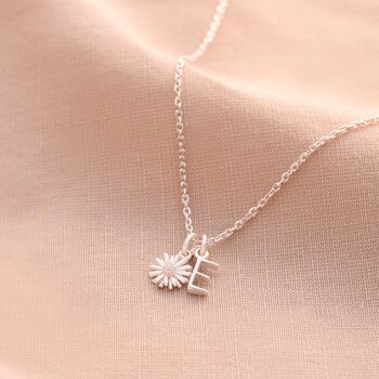 Sterling Silver Letter Birth Flower Necklace, 3 of 11