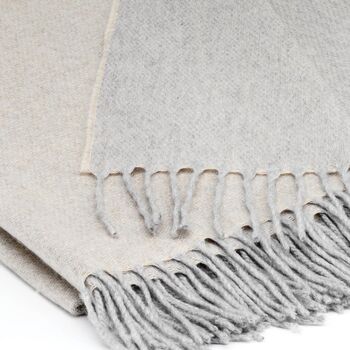 100% Pure Cashmere Throw Cloud Grey Reversible, 2 of 6