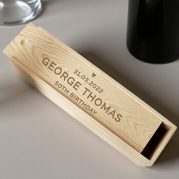 Personalised Love Heart Wooden Wine Bottle Box, 4 of 7