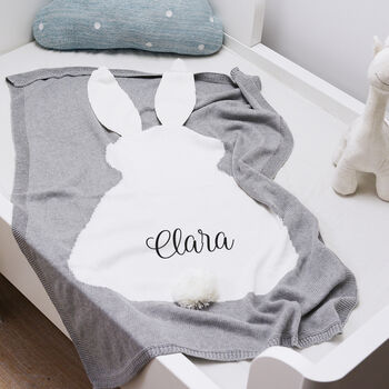 Personalised Baby's Bunny Fine Cotton Knit Blanket, 9 of 12