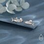 Tuna Fish Stud Earrings In Sterling Silver, thumbnail 1 of 12