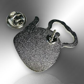 Kettle Teapot Hard Enamel Pin With Silver Decoration, 6 of 8