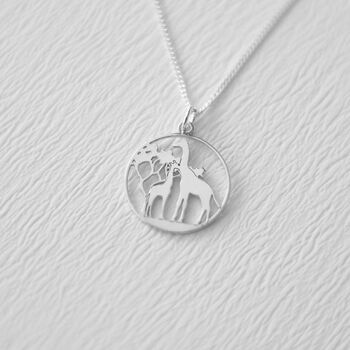 Birthday Gift For Her, Sterling Silver Giraffe Family Necklace, 2 of 6