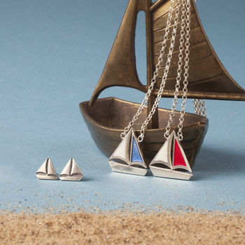 Silver Sail Boat Studs, 3 of 6
