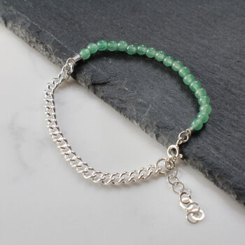 Chain And Aventurine Bracelet In Silver Or 9ct Gold, 3 of 3