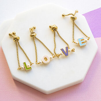 Enamel Initial Adjustable Chain Ring, 8 of 11