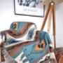 Mexican Blanket Furniture Throw In Green, Orange And Cream, thumbnail 8 of 8