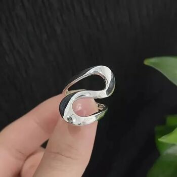 Infinity Loop Adjustable Ring Chunky Gold Statement Band, 2 of 5