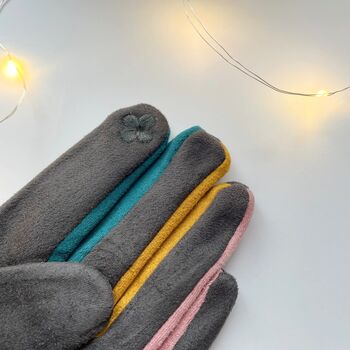 Soft Grey Fabric Winter Gloves With Touchscreen Finger, 7 of 10
