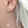 Sterling Silver Freshwater Pearl Threader Earrings, thumbnail 4 of 10