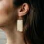 Gold Plated Geometric Rectangle Wave Drop Earrings, thumbnail 1 of 5