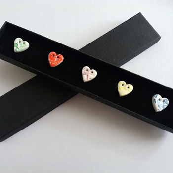 Five Porcelain Heart Buttons, 2 of 4