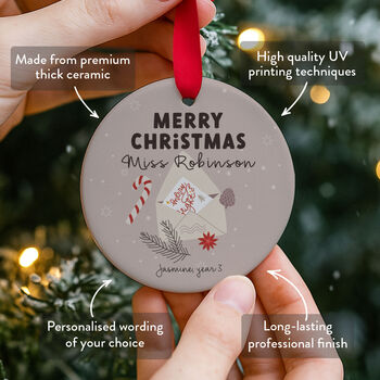 Personalised Teacher Christmas Ornament Ceramic, 2 of 7