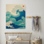 Japanese Abstract Blue Wave Art Print, thumbnail 3 of 4