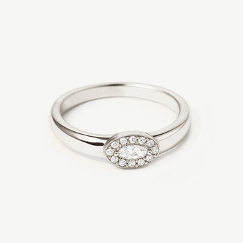 Women's Sterling Silver Evil Eye Oval Signet Ring, 2 of 6