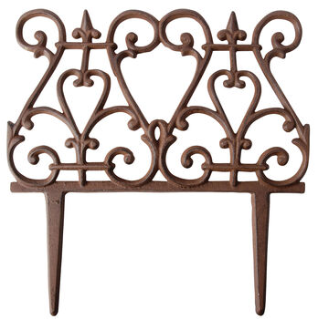 Ornate Cast Iron Garden Lawn Edging Panel 27 X 26.5cm, 3 of 4