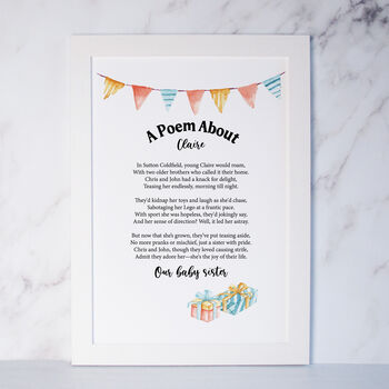 Personalised Poem Print Birthday Gift For Sister, 7 of 10