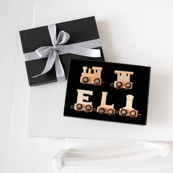 Personalised Engraved Christmas Wooden Name Train Set, 6 of 9