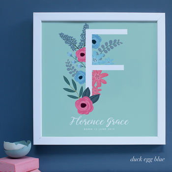 Personalised New Baby Botanical Framed Print, 7 of 10