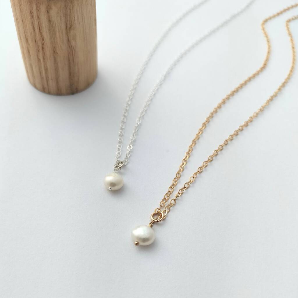 Three Small Freshwater Pearl Necklace - Gold or Silver – Balara Jewelry