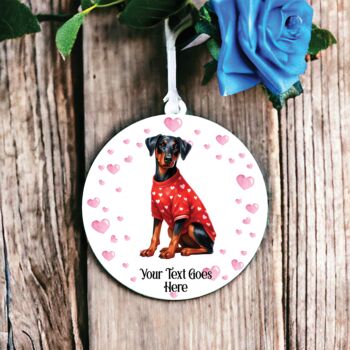 Personalised Pet Doberman Dog Red Love Decoration, 2 of 2