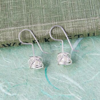 Caged Black Pearl June Birthstone Silver Drop Earrings, 4 of 6
