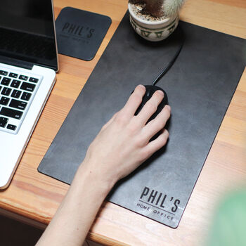 Recycled Bonded Leather Personalised Mouse Pad Christmas Gift For Him Or Her, 2 of 12