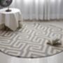 Handwoven Round Dhurrie Rug Grey / Off White, thumbnail 1 of 6