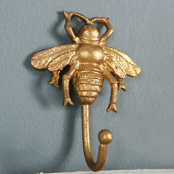 White Or Gold Tone Metal Bee Wall Hook, 3 of 5