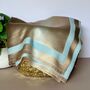 Silky Blue And Gold Border Reversible Scarf, thumbnail 9 of 9